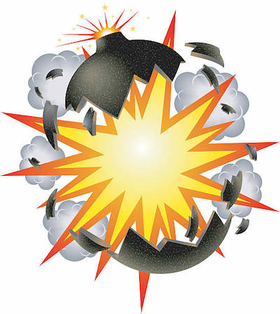 Animation of exploding bomb